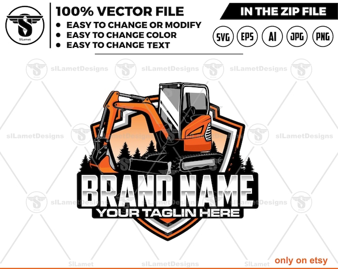 mini excavator LOGO, mini excavator, excavator svg, excavator silhouette, digger svg, construction svg, heavy equipment logo , digging
