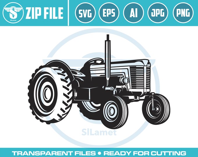 Farm Tractor Svg, Tractor Svg, Tractor Cut Files, Tractor Files for Cricut, Tractor Clipart, Tractor Png, Tractor Dxf, Tractor Eps