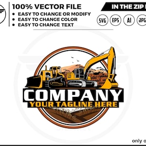 Australia excavator and bulldozer logo - digging logo - earth digging logo - excavator svg - Heavy Equipment logo, Construction Logo