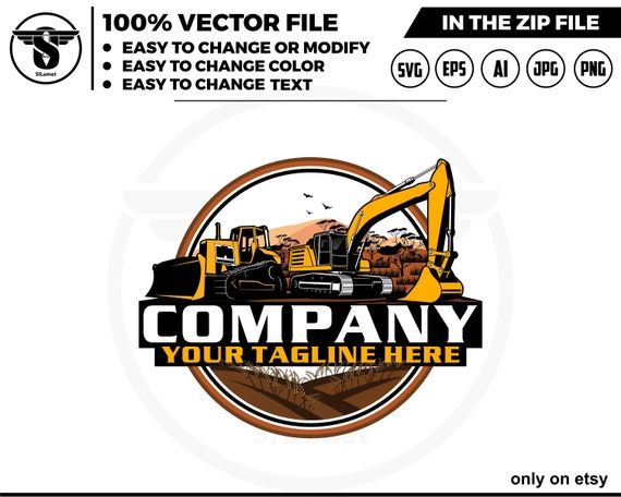 Australia excavator and bulldozer logo - digging logo - earth digging logo - excavator svg - Heavy Equipment logo, Construction Logo