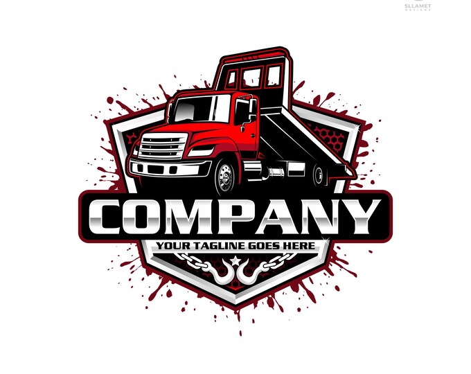 American Flatbed Tow Truck Logo: Roadside Recovery Vector Designs (SVG, EPS, PNG)