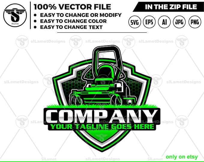 Lawn Mowers logo - Zero Turn mowers logo - grass cleaner logo