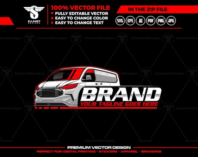 Ford Transit Logo Template: Custom Van Branding Design, Commercial Delivery Van Vector, Sprinter Van Service Logo, Contractor Van Graphics