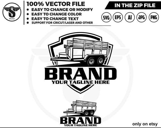 silhouette Bumper Pull Dump Trailer logo, silhouette dump trailer logo, trailer towing logo, truck pickup logo svg, towing Company Logo