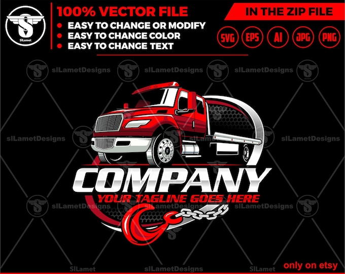 flatbed towing logo - flatbed truck -  towing truck logo, towing logo template, tow truck, International flatbed truck
