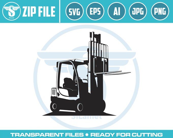 Forklift Logo - Warehouse Equipment Logo - Industrial Machinery Logo - Heavy Lifting Icon - Forklift Vector Design