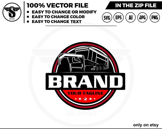 dump trailer triple axle logo - gooseneck dump trailer logo, silhouette dump trailer logo, trailer towing logo, truck pickup logo svg