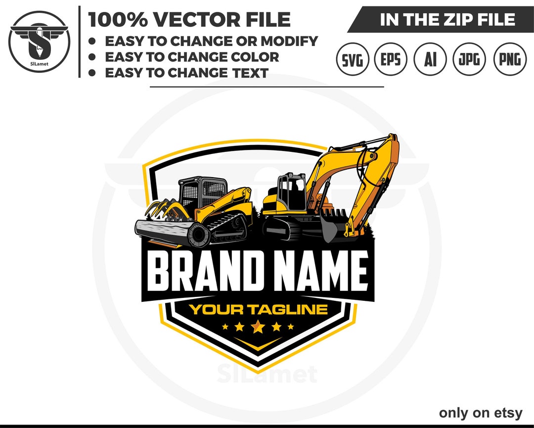 Excavator and Skid Steer Grapple Logo, Mini Track Grapple Svg, Skid