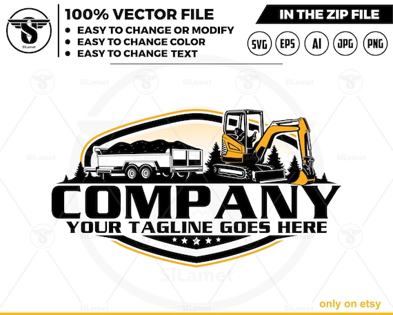 dump trailer and mini excavator logo