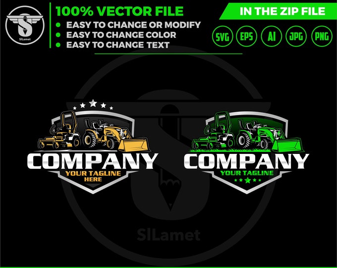 tractor loader and Lawn Mowers logo- Zero Turn mowers logo - Tractor kubota logo - grass cleaner logo