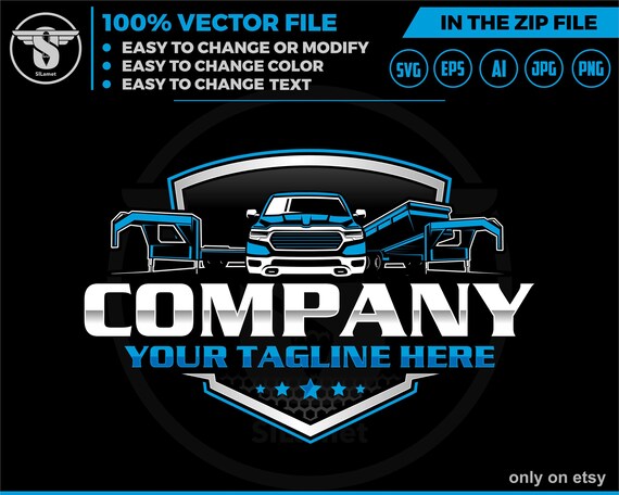 pickup, dump trailer and flat bed trailer logo, flat bed and dump trailer rental logo, trailer rental logo , towing logo