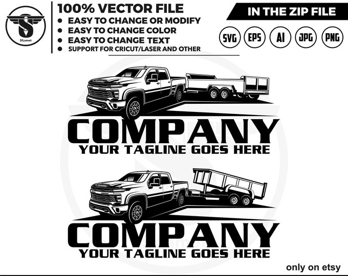 chevy truck and dump trailer, dump trailer logo, pickup dump trailer, Bumper Pull Dump Trailer logo, dump trailer logo