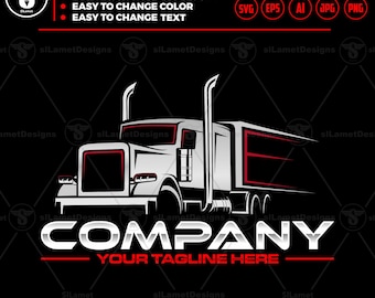 Trucking Company Logo SVG: Semi Truck Trailer Cargo Delivery