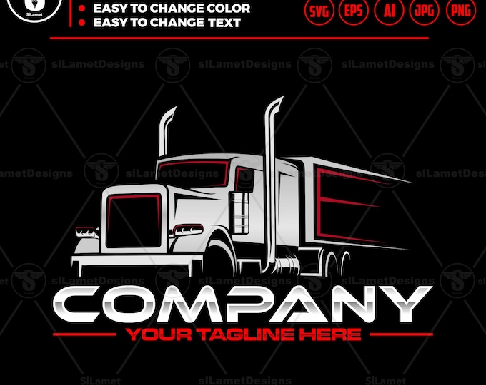 Trucking Company Logo SVG: Semi Truck Trailer Cargo Delivery
