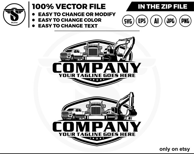 equipment vehicles logo, heavy equipment svg, pickup truck, excavator, truck logo, Bulldozer svg