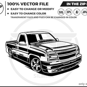 Chevrolet Silverado 1500 SVG: Truck Silhouette Vector (Digital Download)
