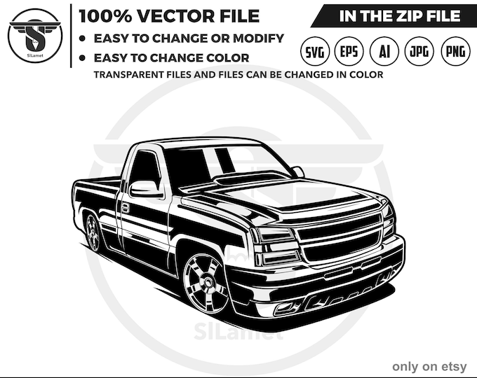 CHEVROLET SILVERADO 1500 SVG, pickup truck, pickup truck Logo pickup truck svg, pickup truck tshirt silhouette svg Vector Cricut Cut Cutting