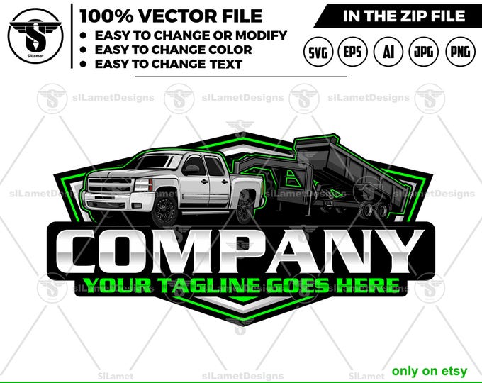 Pickup & gooseneck dump trailers Logo - Pickup Truck Trailer Logo Template - Hauling Equipment - dump trailer logo - Silverado 3500 HD 2008