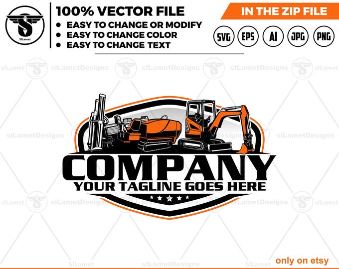 Excavator & Drilling Rig Logo: Vector Graphics