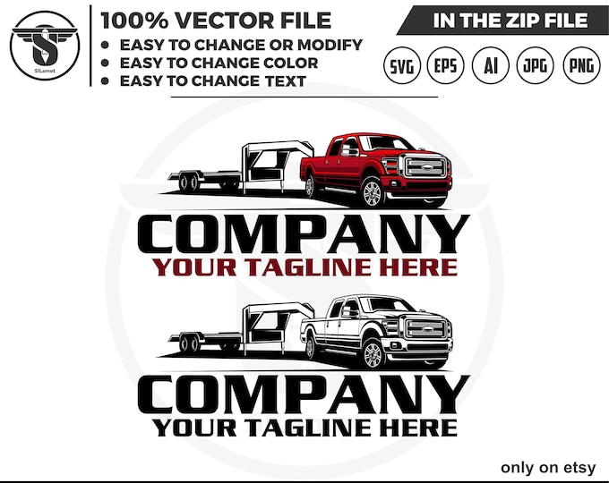 Ford Super Duty and dump trailer logo, pickup dump trailer, Bumper Pull Dump Trailer logo, dump trailer logo