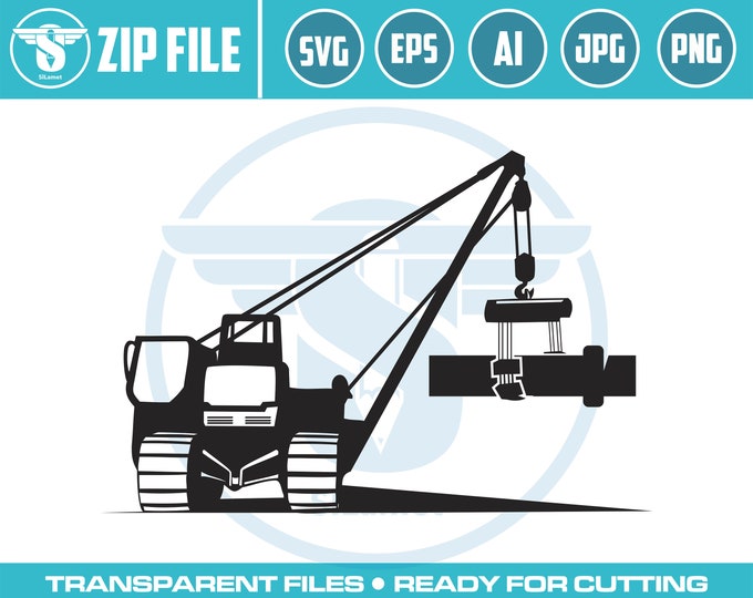 Pipeliner Sideboom SVG, Pipeline Operator SVG, Construction Equipment SVG for Silhouette or Cricut Machines, Instant Download