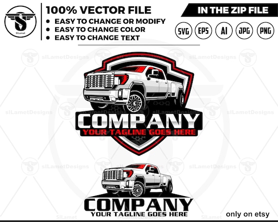 GMC truck logo - pickup truck logo template -  GMC pickup logo - White 2024 GMC Dually