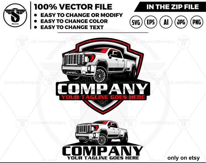 GMC truck logo - pickup truck logo template -  GMC pickup logo - White 2024 GMC Dually