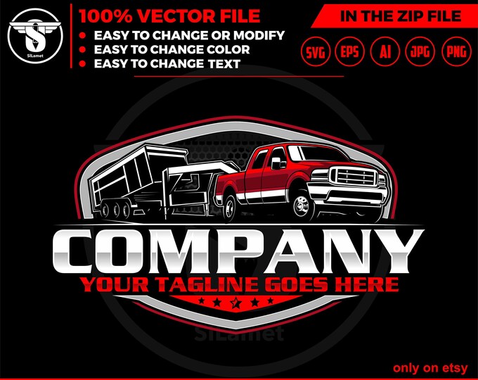 pickup and triple axle dump trailer logo, dump trailer logo, pickup svg,trailer logo,trailer towing, logo, Logo pickup ford, ford truck
