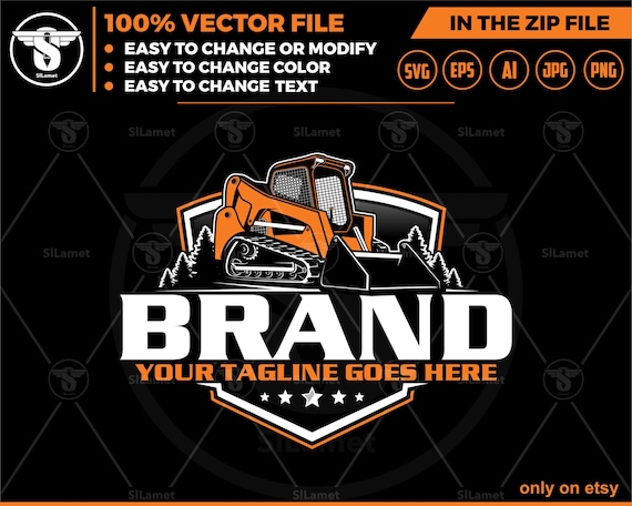 Skid steer loader logo - skid steer tracker logo - skid steer svg - Bulldozer logo SVG - Heavy Equipment logo - Bulldozer svg - Wheel Loader