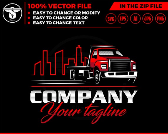 flat bed towing city logo, towing logo template, towing chain svg, tow truck 18 wheeler, tow truck logo, towing service logo, tow car logo