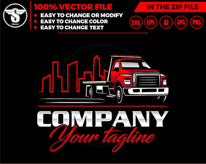 flat bed towing city logo, towing logo template, towing chain svg, tow truck 18 wheeler, tow truck logo, towing service logo, tow car logo