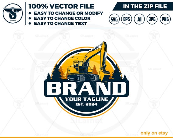 excavator landscap logo -  equipment vehicles logo - heavy equipment svg - excavator landscaping svg