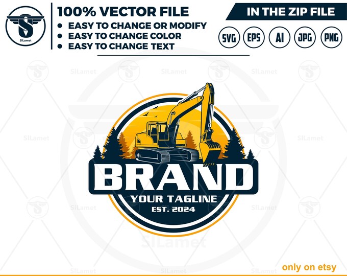 excavator landscap logo -  equipment vehicles logo - heavy equipment svg - excavator landscaping svg