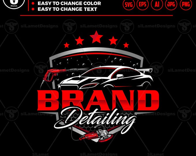 Car Detailing Logo Template: Modern Auto Wash svg