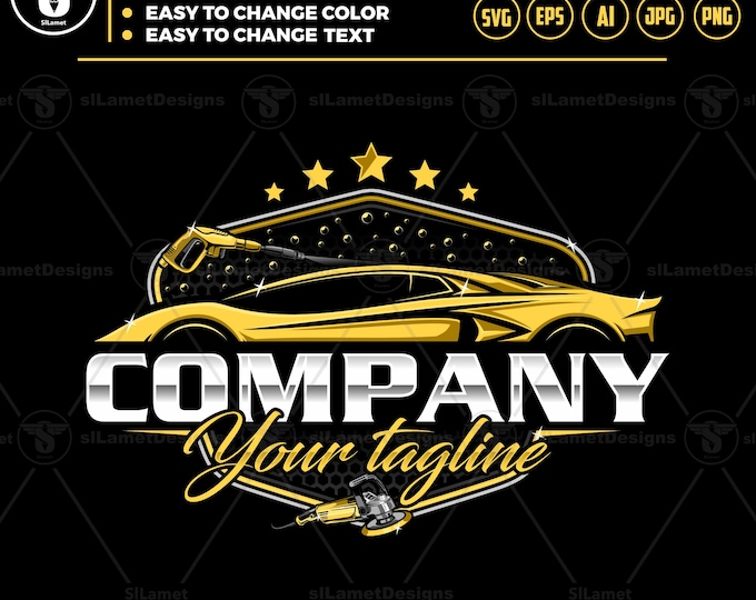 Car Detailing Logo Template: luxury Autowash Design vector, svg