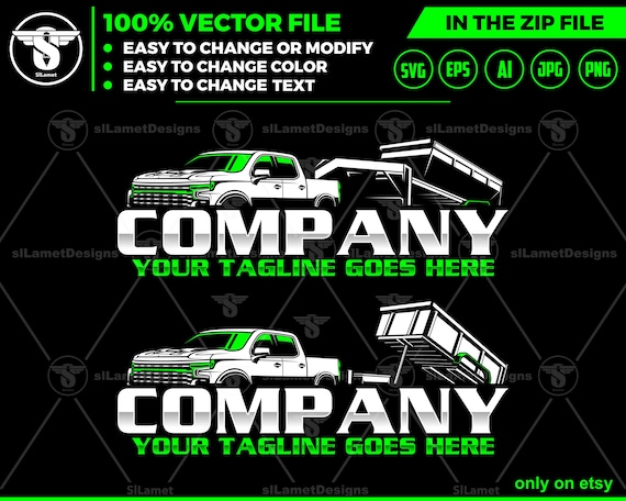 Pickup & gooseneck dump trailers Logo - Pickup Truck Trailer Logo Template - Hauling Equipment Branding - dump trailer logo