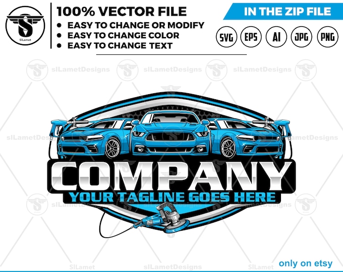 Car Wash Logo - Car Detailing Logo - Auto Cleaning Service Design - Vehicle Shine logo - Car Spa Brand Logo