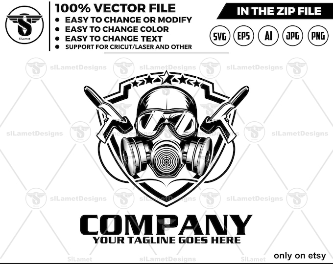 Powder Coating Logo Template - Auto Paint Shop Logo - Industrial Coating Logo - Modern Painting Business Logo - Editable Vector Logo