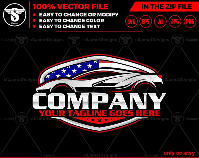 American Sports Car Logo Template: USA Automotive SVG