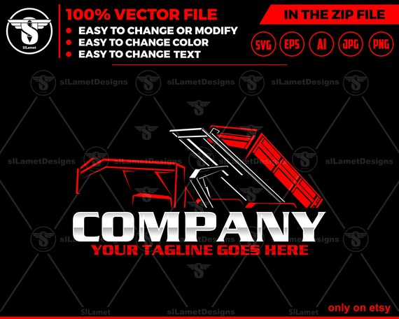 dump roll off trailer logo Logo - dump roll Trailer Logo Template - Hauling Equipment Branding - dump trailer logo