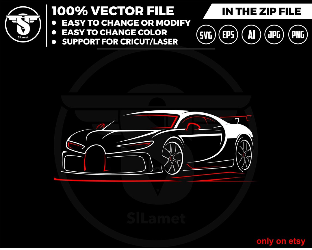 Bugatti Line Art SVG: Luxury Car Vector (digital Download) - Etsy UK
