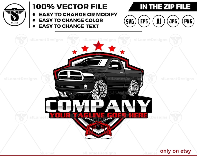 Car wash pickup truck logo template - car wash logo - car wash svg - cleaning car logo - automotive - detailing logo - Silverado paired