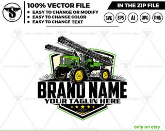 Sprayer Tractor Logo: Farm Equipment Vector Graphics (Digital Download)