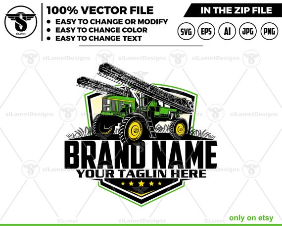combine Sprayer logo -  Farms logo - Sprayer tractor logo - combine 4700 John Deere Sprayer - heavy equipment farm logo
