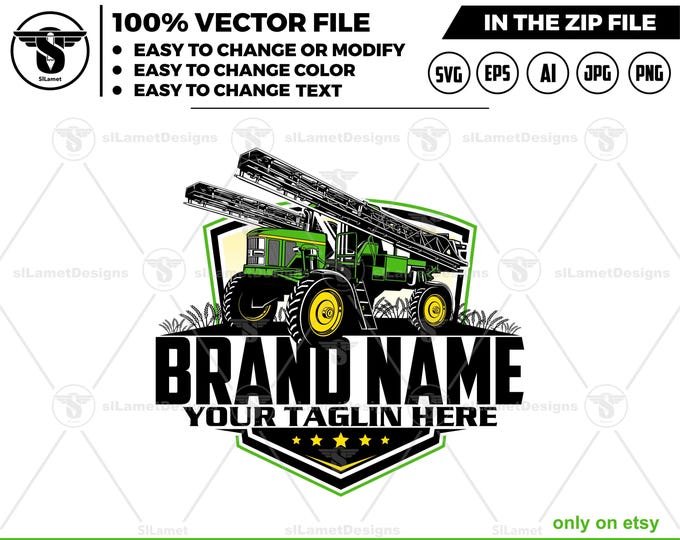 combine Sprayer logo -  Farms logo - Sprayer tractor logo - combine 4700 John Deere Sprayer - heavy equipment farm logo
