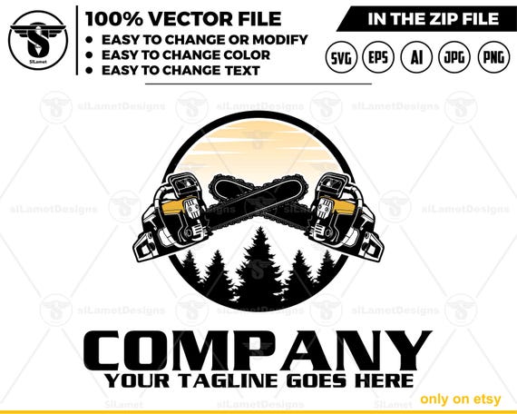 chainsaw logo- tree sevice logo - chainsaw logo - tree cutter - logging logo - logg logo