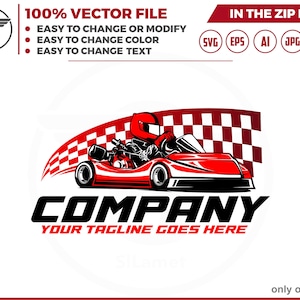 Logotipo de corredor, Go Kart SVG, logotipo de Go Kart, carreras de Go Kart, corredor de GoKart, karting, vinilo/pegatina imprimible en SVG, archivos de corte para Cricut, vector