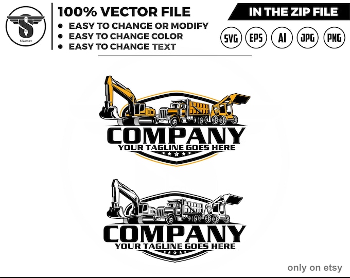 equipment vehicles logo, heavy equipment svg, dump truck, mini excavator, Skid steer loader logo, truck logo, skid steer svg, Bulldozer svg