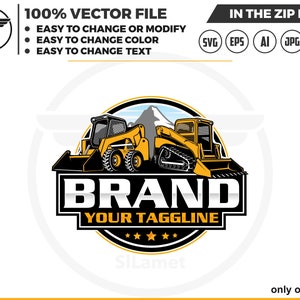Skid Steer Loader Logo: Heavy Equipment SVG, PNG, JPG (Digital Download)