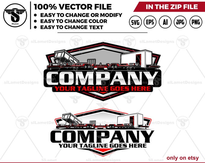 trailer rental logo - trailer services -  dump trailer and flat bed trailer logo, flat bed and dump trailer rental, trailer services